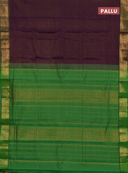 Purple & Green Semi Silk Cotton Saree - Vairaosi