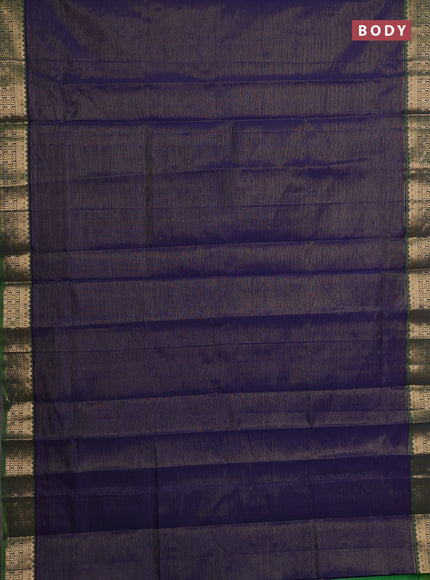 Navy Blue & Green Semi Silk Cotton Saree - Vairaosi