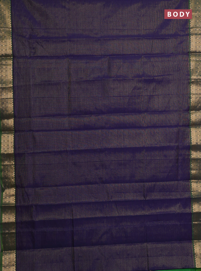 Navy Blue & Green Semi Silk Cotton Saree - Vairaosi