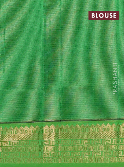 Navy Blue & Green Semi Silk Cotton Saree - Vairaosi