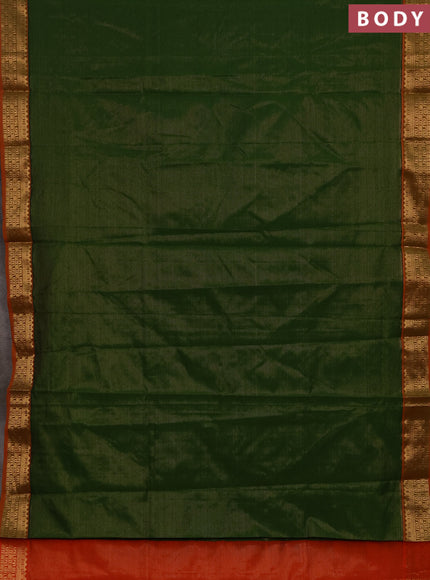 Green & Orange Semi Silk Cotton Saree - Vairaosi