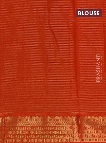 Green & Orange Semi Silk Cotton Saree - Vairaosi