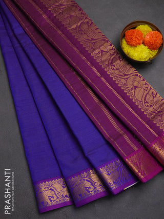 Violet & Purple Semi Silk Cotton Saree - Vairaosi
