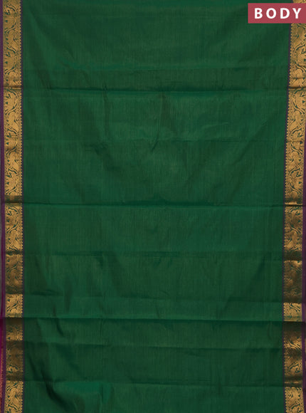 Green & Purple Semi Silk Cotton Saree - Vairaosi