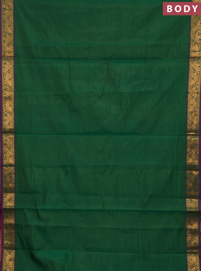 Green & Purple Semi Silk Cotton Saree - Vairaosi