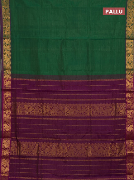 Green & Purple Semi Silk Cotton Saree - Vairaosi