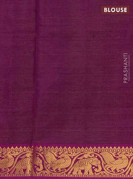 Green & Purple Semi Silk Cotton Saree - Vairaosi