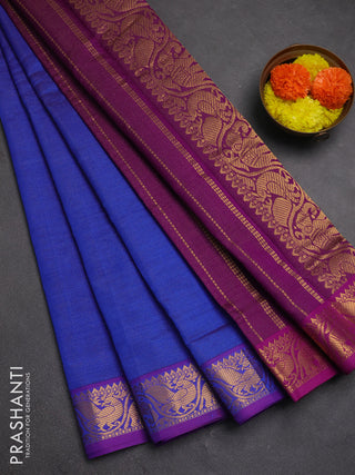 Blue & Purple Semi Silk Cotton Saree - Vairaosi