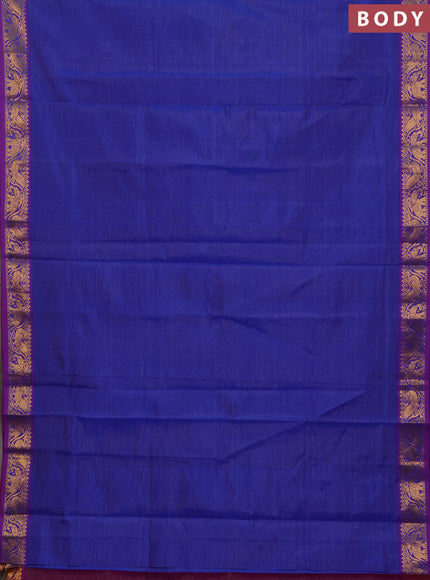 Blue & Purple Semi Silk Cotton Saree - Vairaosi