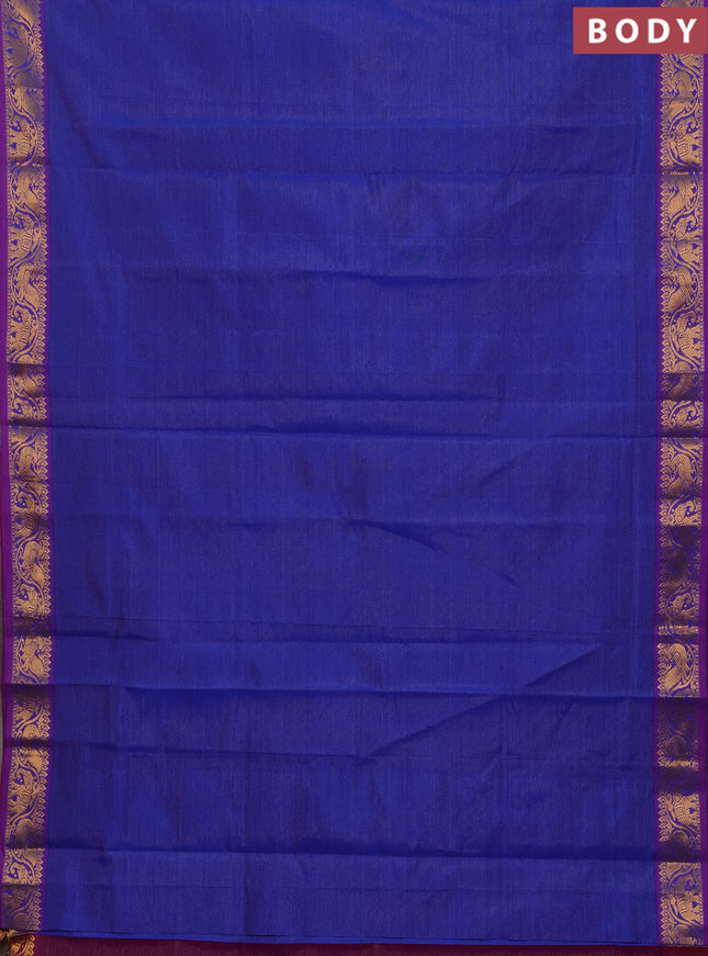Blue & Purple Semi Silk Cotton Saree - Vairaosi