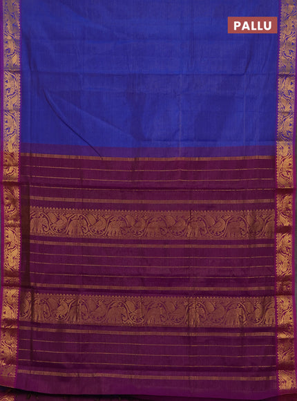 Blue & Purple Semi Silk Cotton Saree - Vairaosi