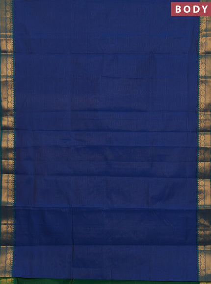 Peacock Blue & Green Semi Silk Cotton Saree - Vairaosi