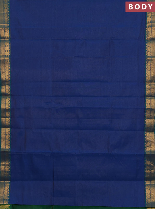 Peacock Blue & Green Semi Silk Cotton Saree - Vairaosi