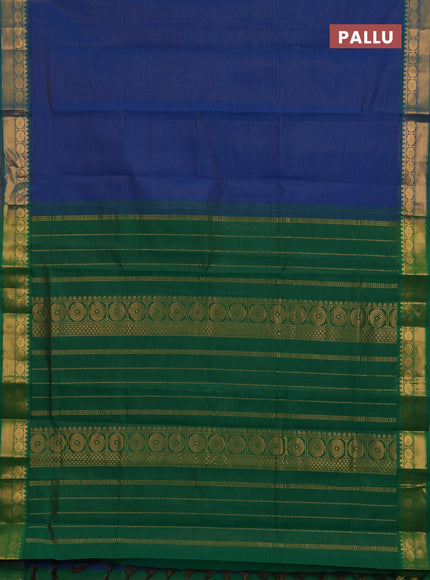 Peacock Blue & Green Semi Silk Cotton Saree - Vairaosi
