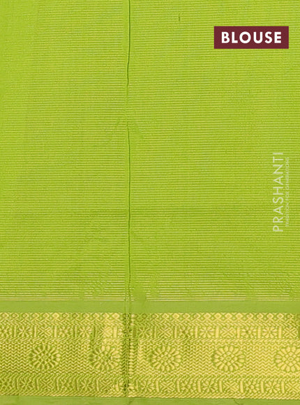 Wine & Green Semi Silk Cotton Saree - Vairaosi
