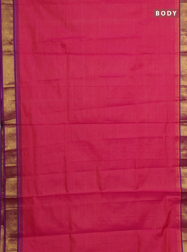 Pink & Magenta Pink Semi Silk Cotton Saree - Vairaosi