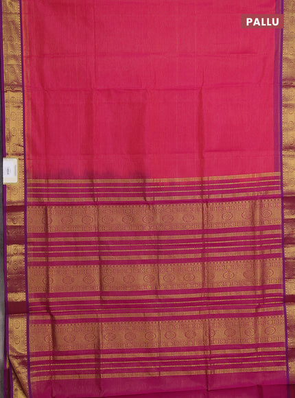 Pink & Magenta Pink Semi Silk Cotton Saree - Vairaosi
