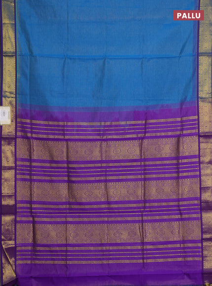 Blue & Purple Semi Silk Cotton Saree - Vairaosi
