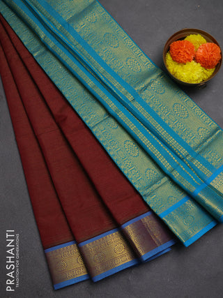 Maroon & Teal Green Semi Silk Cotton Saree - Vairaosi