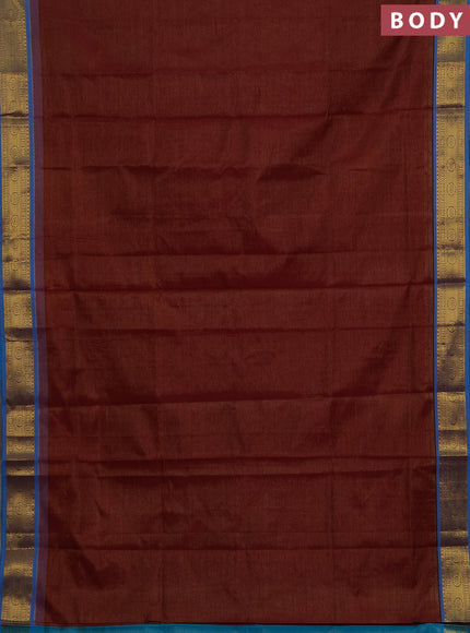 Maroon & Teal Green Semi Silk Cotton Saree - Vairaosi