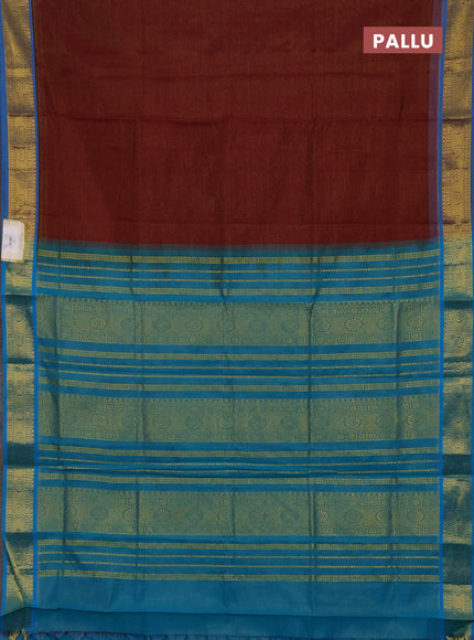 Maroon & Teal Green Semi Silk Cotton Saree - Vairaosi