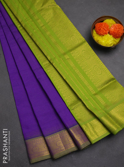 Purple & Green Semi Silk Cotton Saree - Vairaosi
