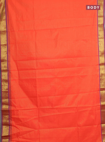 Orange & Purple Semi Silk Cotton Saree - Vairaosi