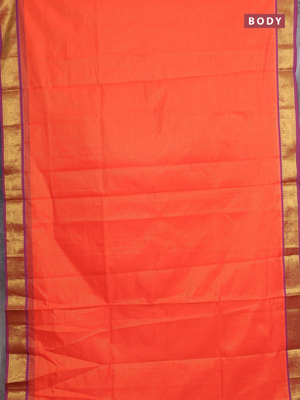 Orange & Purple Semi Silk Cotton Saree - Vairaosi