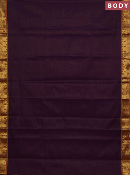 Purple & Mustard Yellow Semi Silk Cotton Saree - Vairaosi