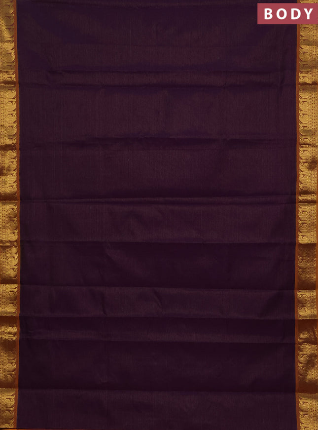 Purple & Mustard Yellow Semi Silk Cotton Saree - Vairaosi