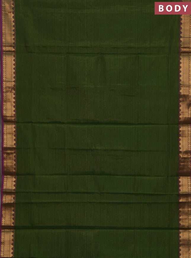 Green & Purple Semi Silk Cotton Saree - Vairaosi
