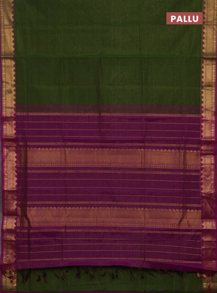 Green & Purple Semi Silk Cotton Saree - Vairaosi