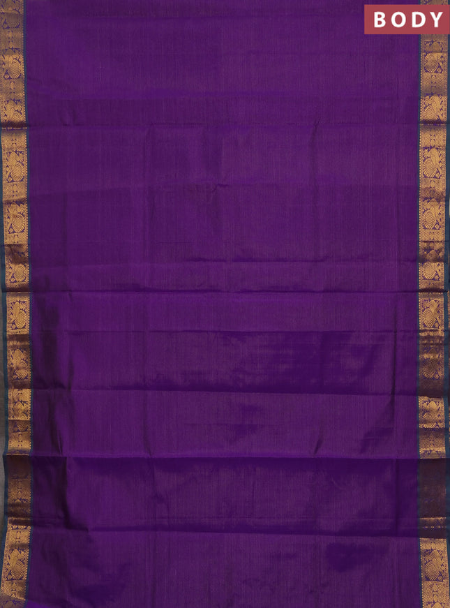 Purple & Green Semi Silk Cotton Saree - Vairaosi