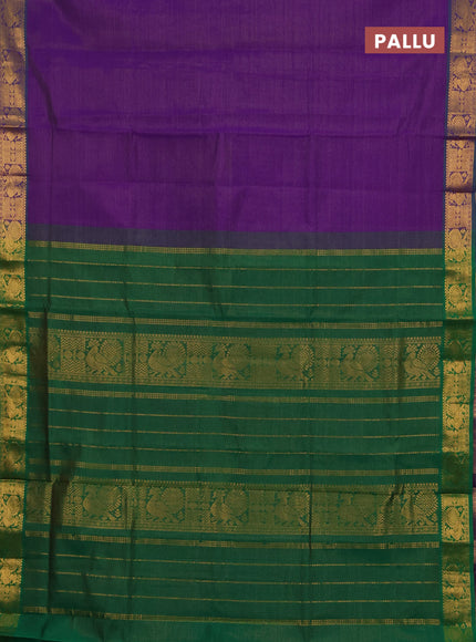Purple & Green Semi Silk Cotton Saree - Vairaosi