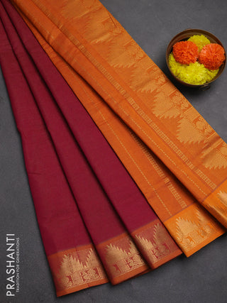 Pink & Orange Semi Silk Cotton Saree - Vairaosi