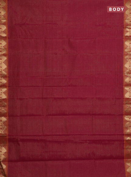 Pink & Orange Semi Silk Cotton Saree - Vairaosi