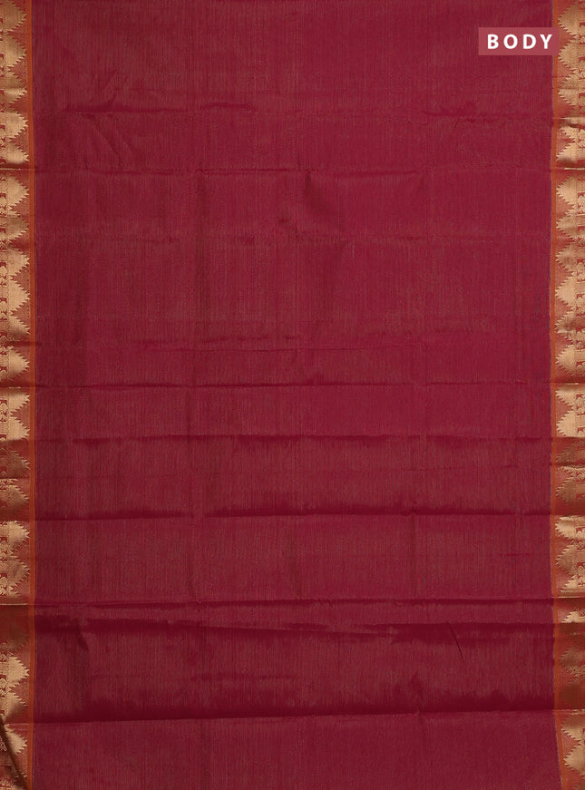 Pink & Orange Semi Silk Cotton Saree - Vairaosi