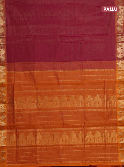 Pink & Orange Semi Silk Cotton Saree - Vairaosi