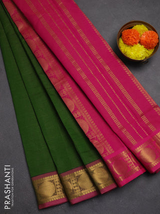 Green & Pink Semi Silk Cotton Saree - Vairaosi