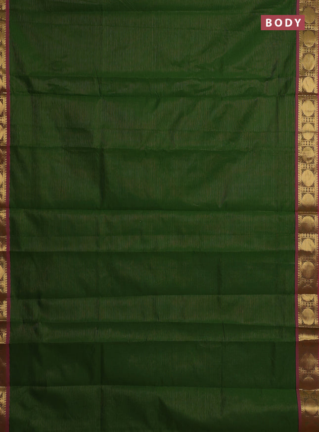 Green & Pink Semi Silk Cotton Saree - Vairaosi
