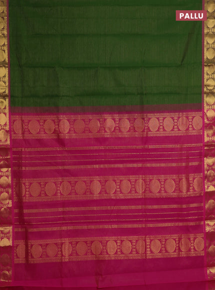 Green & Pink Semi Silk Cotton Saree - Vairaosi