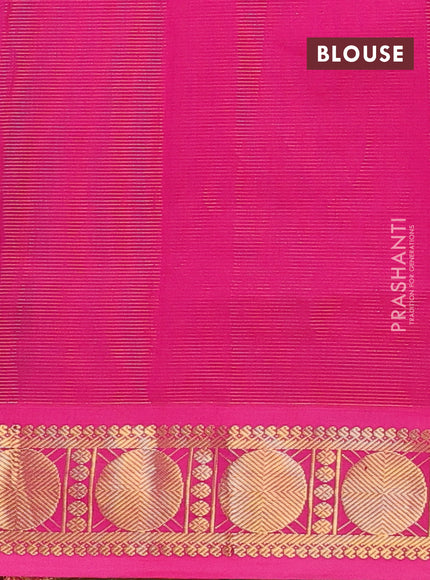 Green & Pink Semi Silk Cotton Saree - Vairaosi
