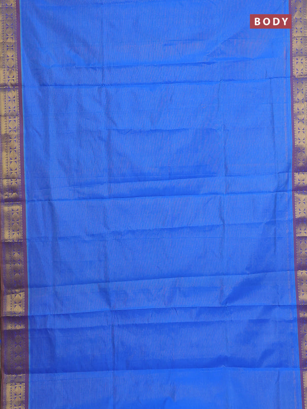 Blue & Mustard Yellow Semi Silk Cotton Saree - Vairaosi