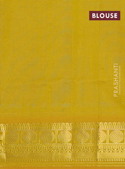 Blue & Mustard Yellow Semi Silk Cotton Saree - Vairaosi