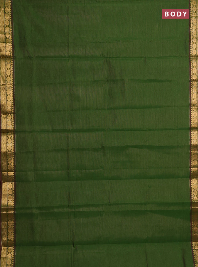 Green & Maroon Semi Silk Cotton Saree - Vairaosi