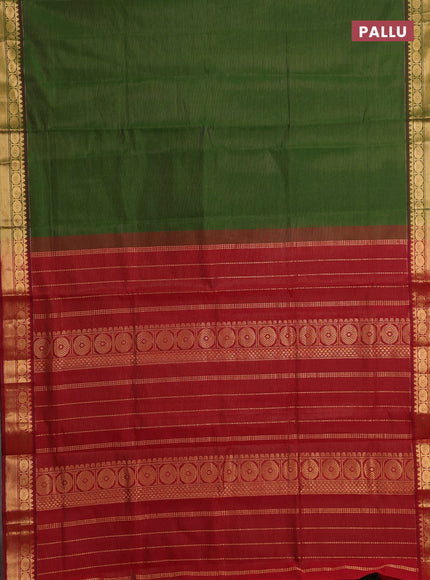Green & Maroon Semi Silk Cotton Saree - Vairaosi