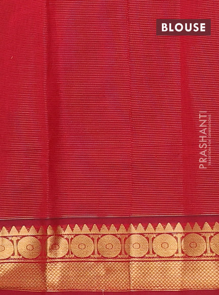 Green & Maroon Semi Silk Cotton Saree - Vairaosi