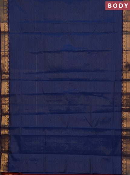 Blue & Maroon Semi Silk Cotton Saree - Vairaosi