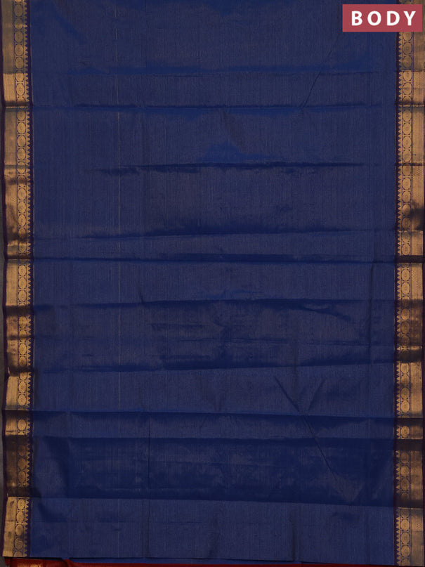 Blue & Maroon Semi Silk Cotton Saree - Vairaosi