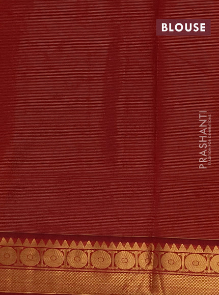 Blue & Maroon Semi Silk Cotton Saree - Vairaosi